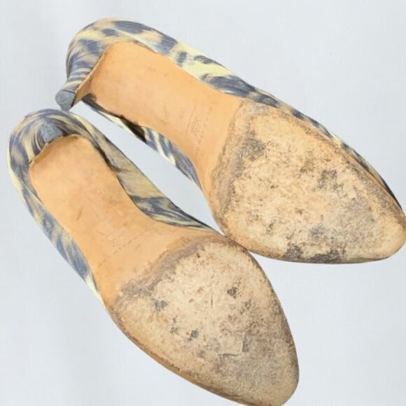 Brian Atwood Animal Print Fabric Almond Toe Platform Heels Size 39/9 - Picture 11 of 13